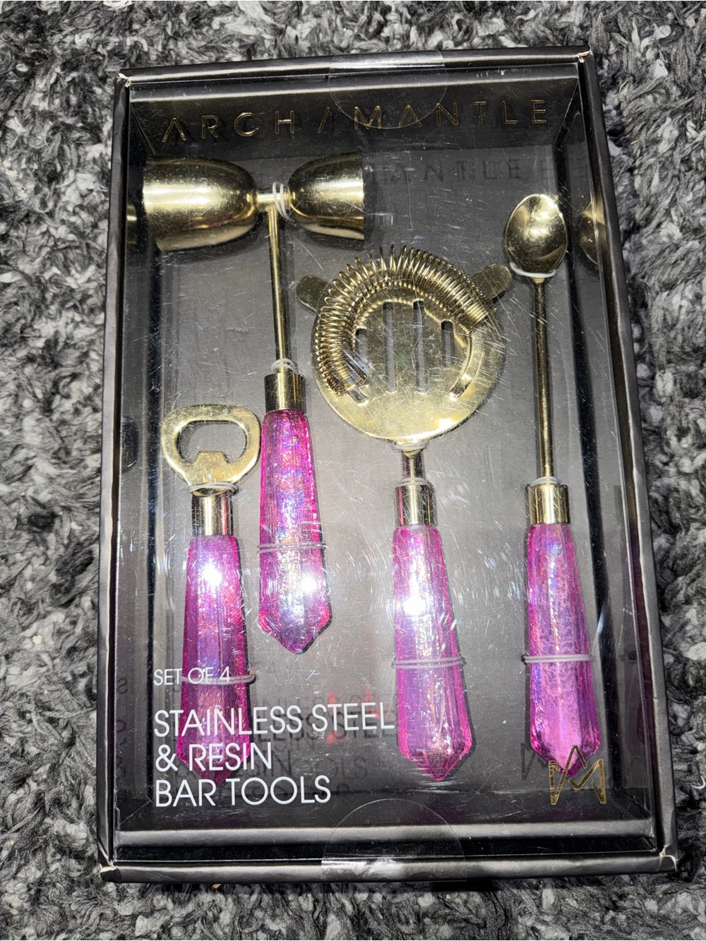 (NEW) Set of 4. Stainless Steel & Resin Bar Tools